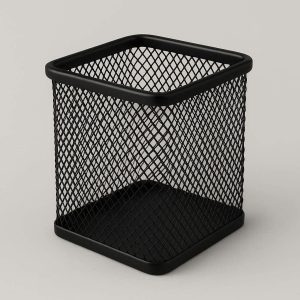 Minimalist Metal Mesh Pen Holder For Office Desk Organization And Stationery Storage Modern Black