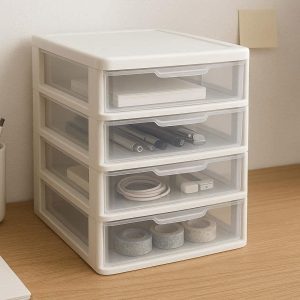 12 Stackable Plastic Desktop Storage Drawers For Organized Home Office And Small Accessory Management