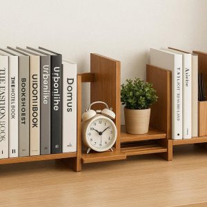 19 Expandable Desktop Bookshelf For Book Storage And Organized Office Display With Adjustable Width