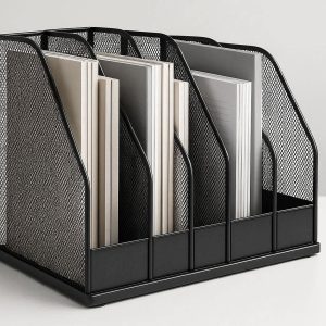 14 Large Metal Desk Organizer Rack For Magazine Filing And Document Storage In Professional Studios